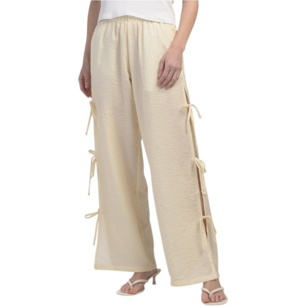 CALI1850 Side Tie Gingham Pants